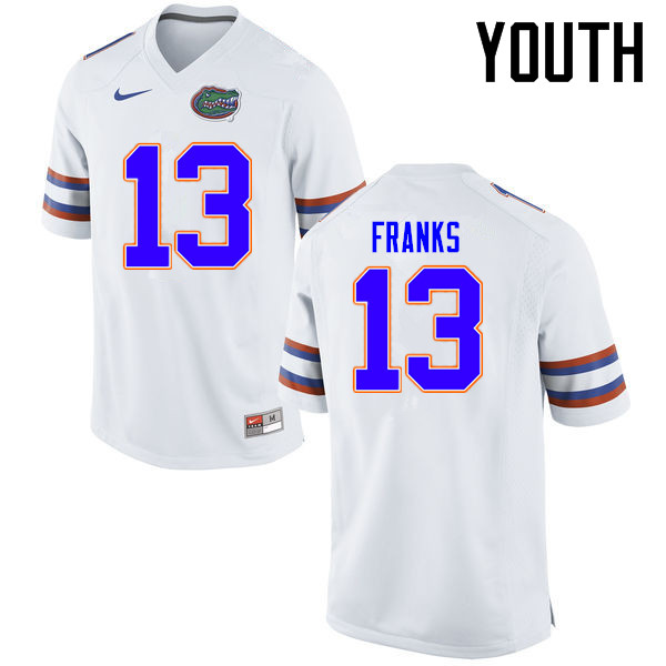 Youth Florida Gators #13 Feleipe Franks College Football Jerseys Sale-White - Click Image to Close